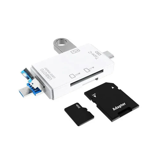 6 in 1 Type C Micro USB Portable SD Memory Card Reader High-speed