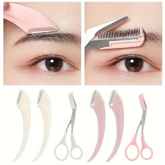 Eyebrow Trimmer Set, Curved Eyebrow Razor, Eyebrow Scissors With Comb,